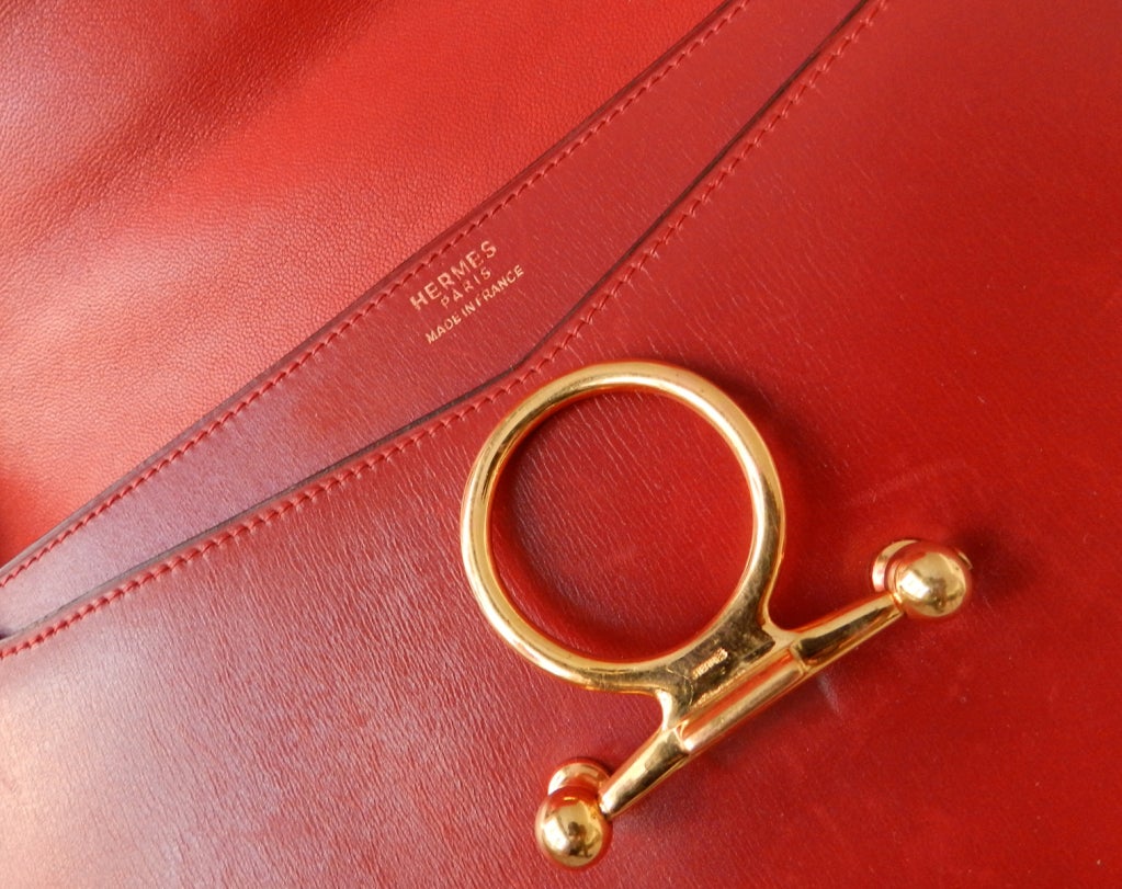 Women's Hermes Red Leather Vintage 1980 Purse Bag