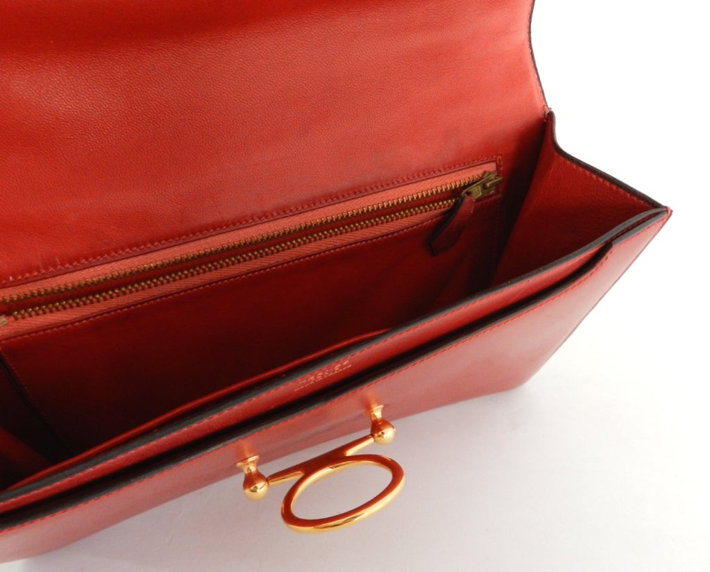 Hermes Red Leather Vintage 1980 Purse Bag 3