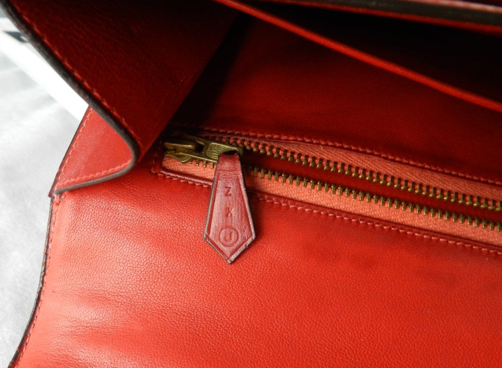 Hermes Red Leather Vintage 1980 Purse Bag 4