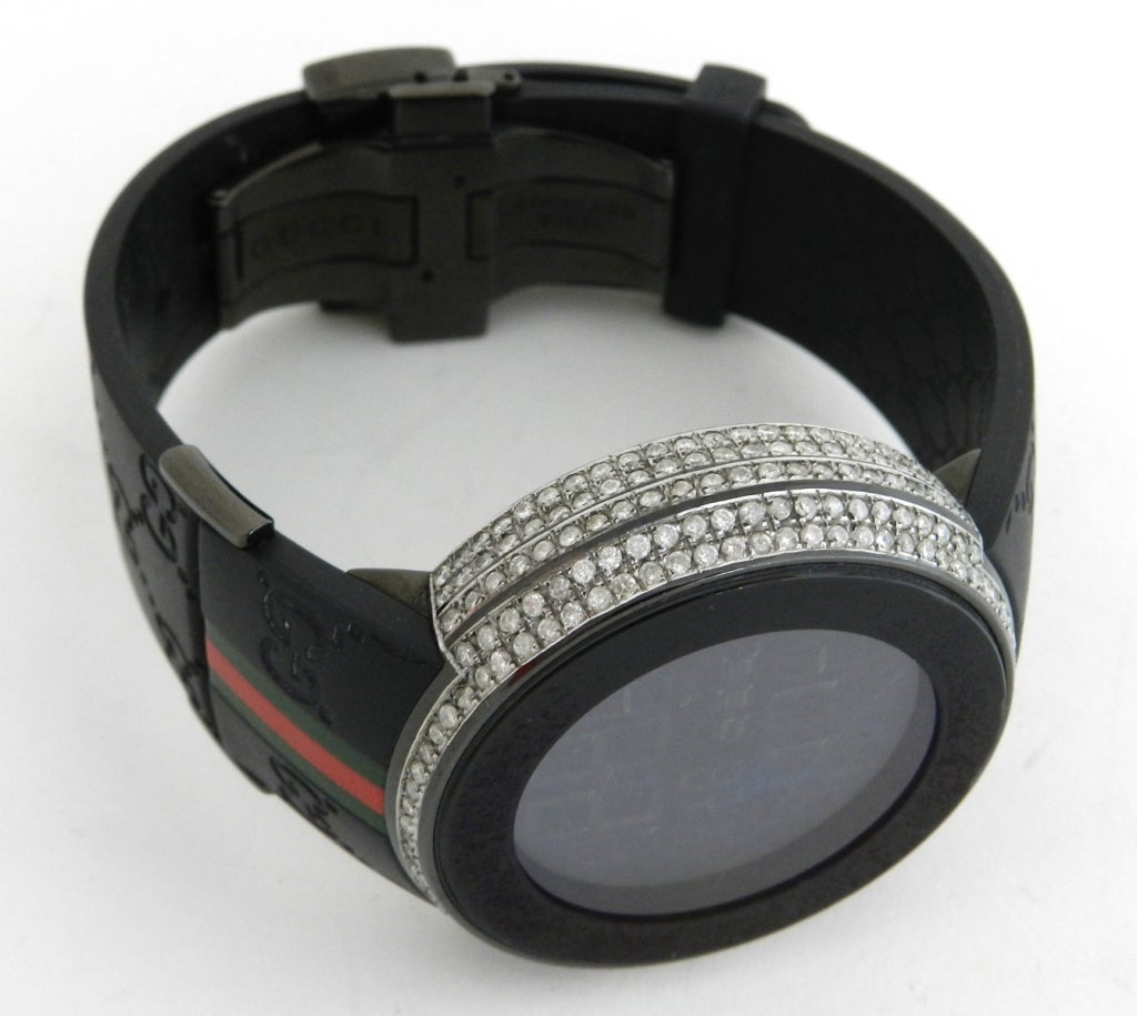 Men's Gucci Stainless Steel and Diamond I-Gucci Wristwatch