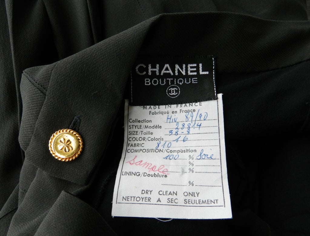 Chanel 1989/1990 Vintage Black Silk Dress & Shawl 6