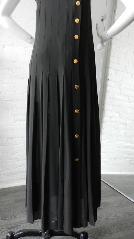 Chanel 1989/1990 Vintage Black Silk Dress & Shawl 5