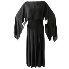 Chanel 1989/1990 Vintage Black Silk Dress & Shawl