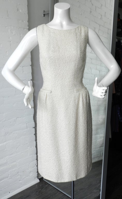 Pierre Balmain Haute Couture Ivory Boucle Dress & Jacket Suit