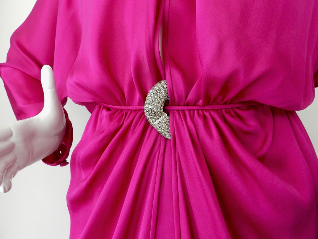 Valentino Fuchsia Silk Gown with Rhinestones 1