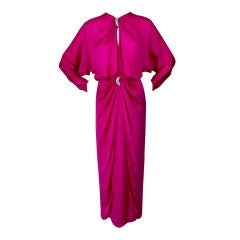 Valentino Fuchsia Silk Gown with Rhinestones