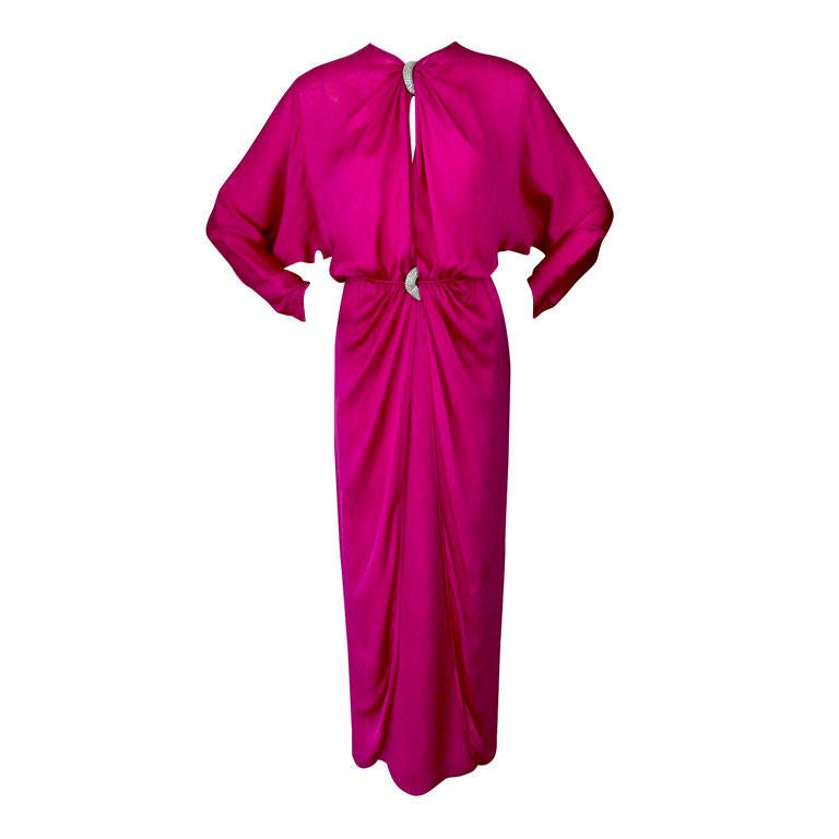 Valentino Fuchsia Silk Gown with Rhinestones 3