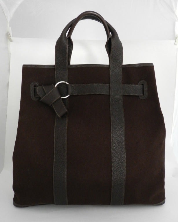 Hermes Large Brown Canvas Ceinture Tote Bag at 1stdibs  