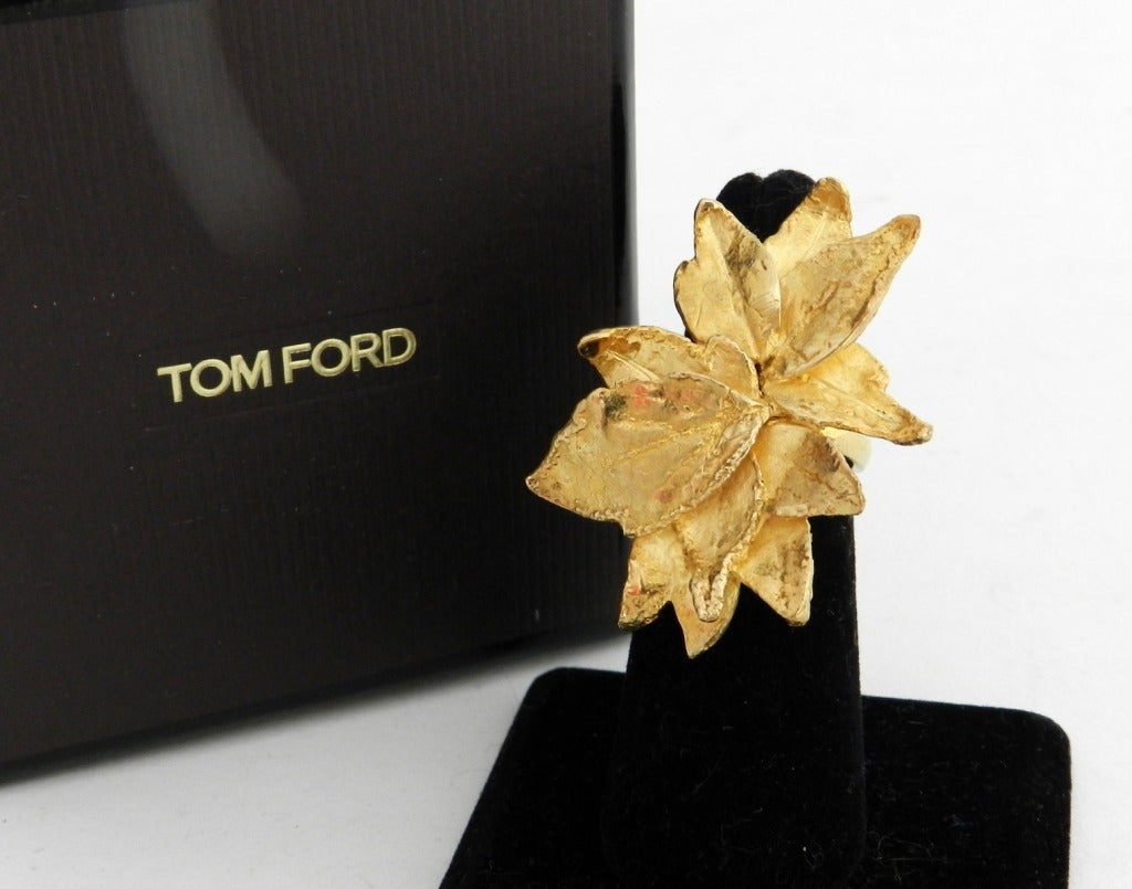Contemporary Tom Ford Sterling and Gold Plate Leaf Ring