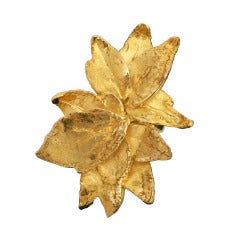 Tom Ford Sterling and Gold Plate Leaf Ring