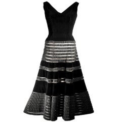 1950's Pierre Balmain Couture Black Velvet Dress