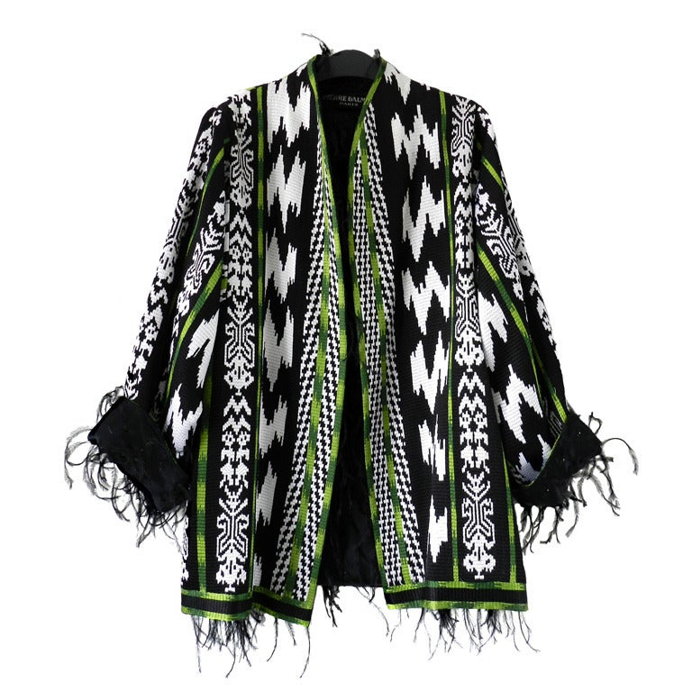 Pierre Balmain Couture Tribal Jacket with Maribou 
Beads
