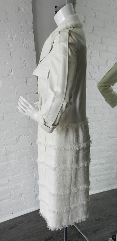 Chanel 2008 P Ivory Lambskin Leather Jacket Dress & Belt 1