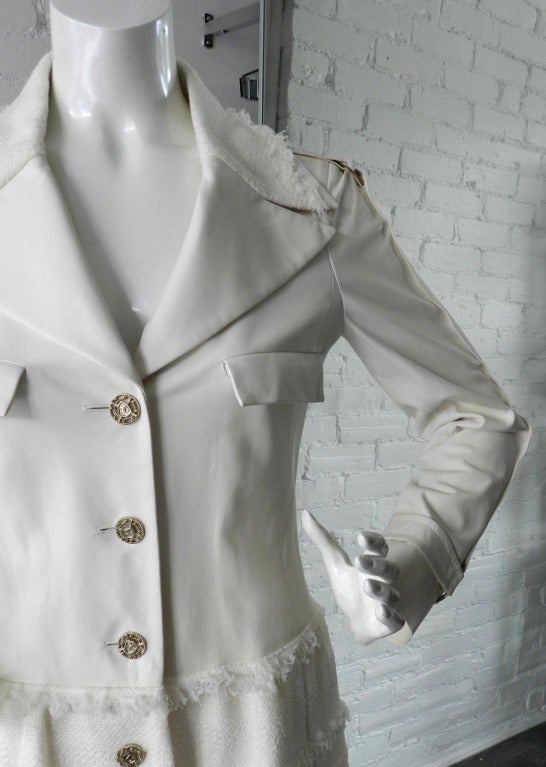 Chanel 2008 P Ivory Lambskin Leather Jacket Dress & Belt 3