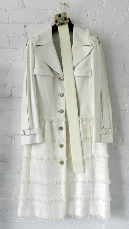 Chanel 2008 P Ivory Lambskin Leather Jacket Dress & Belt 4