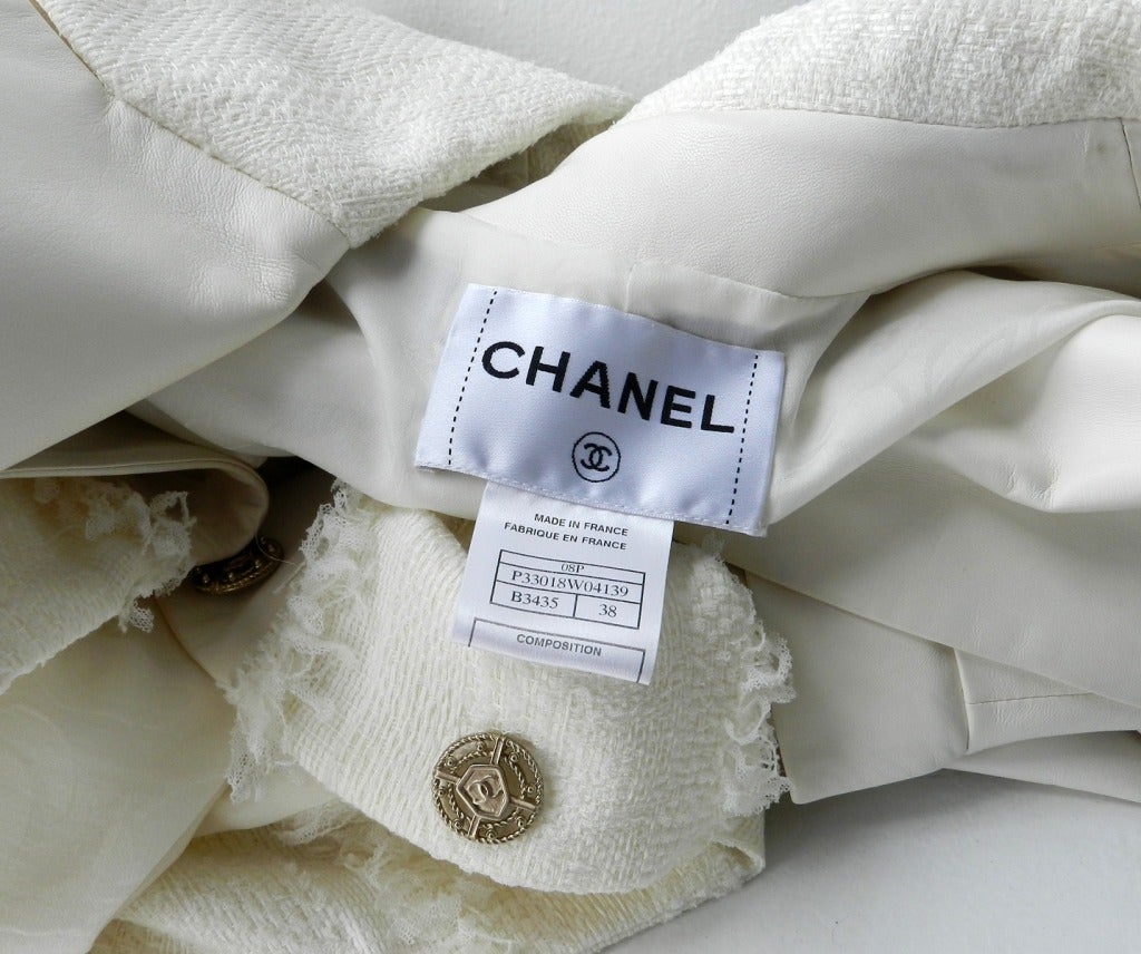 Chanel 2008 P Ivory Lambskin Leather Jacket Dress & Belt 5