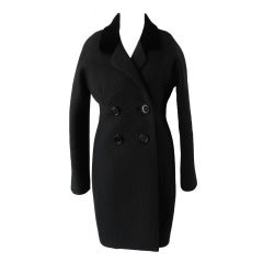 Balenciaga Black wool Coat with Velvet collar