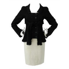 Chanel Black & Ivory Tweed Skirt Suit