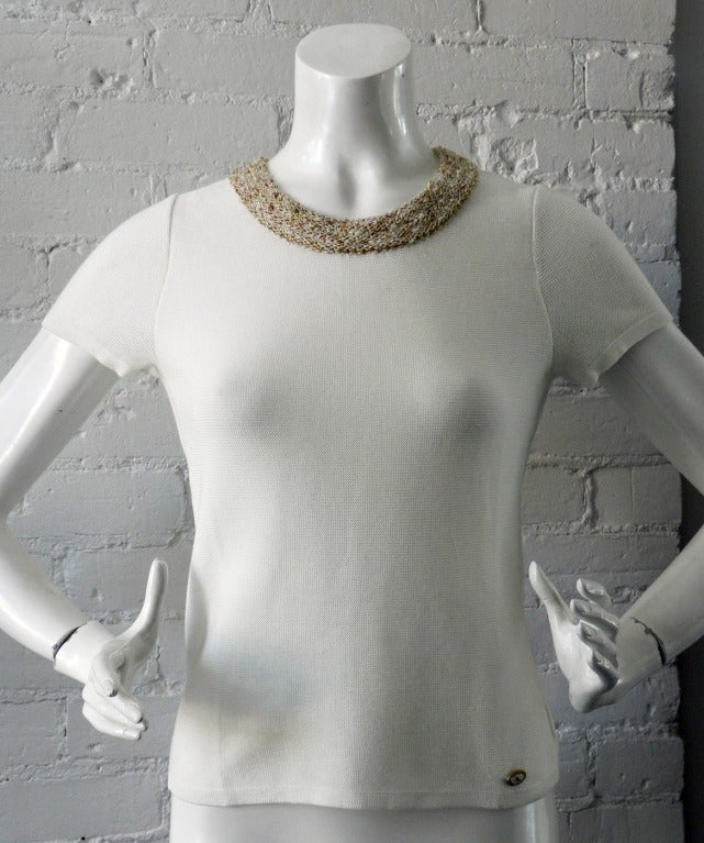 Chanel 07P Gold Knit Cardigan Twin Set In Excellent Condition In Toronto, ON