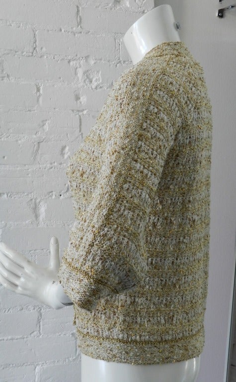 Women's Chanel 07P Gold Knit Cardigan Twin Set