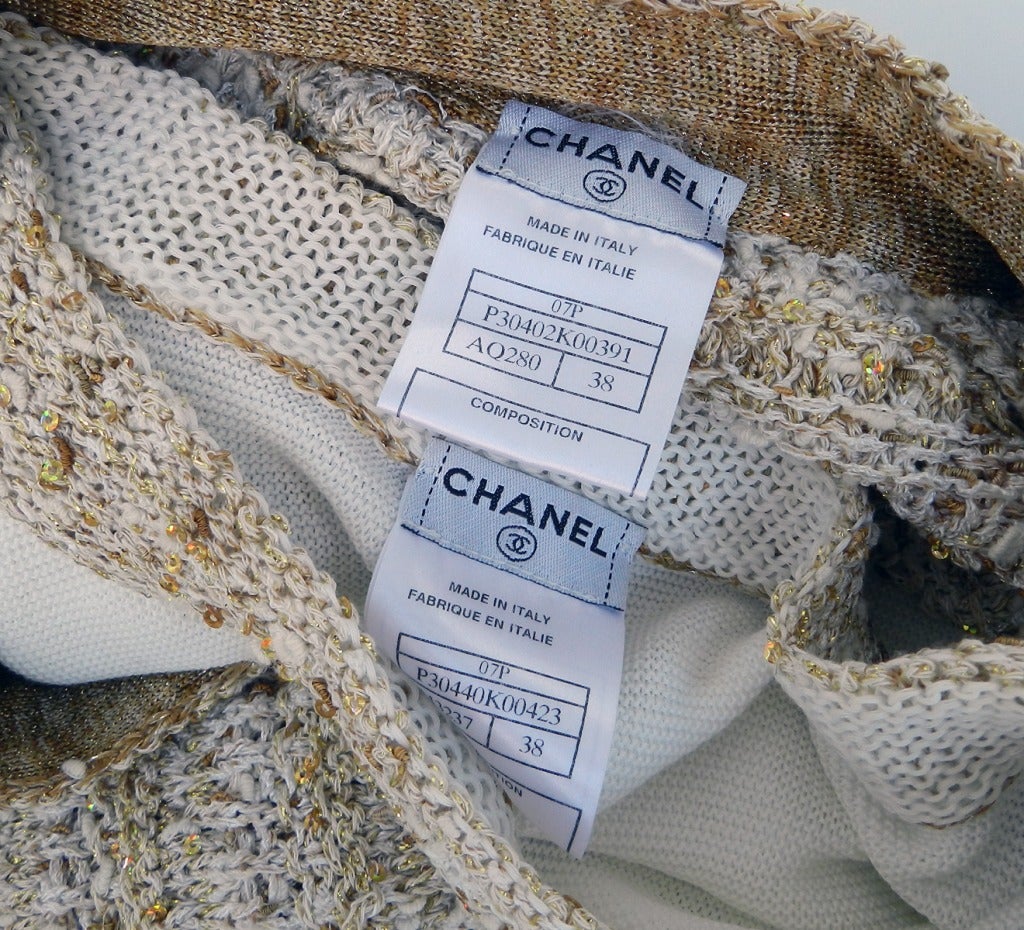 Chanel 07P Gold Knit Cardigan Twin Set at 1stDibs