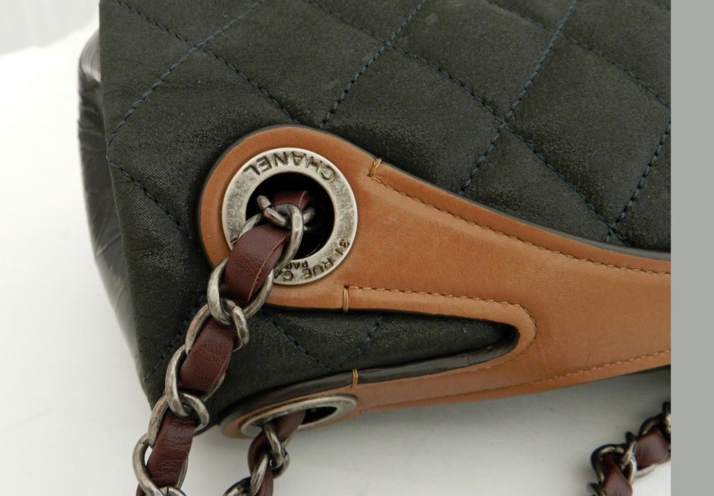Chanel Darkest Green Flap Bag Purse 3
