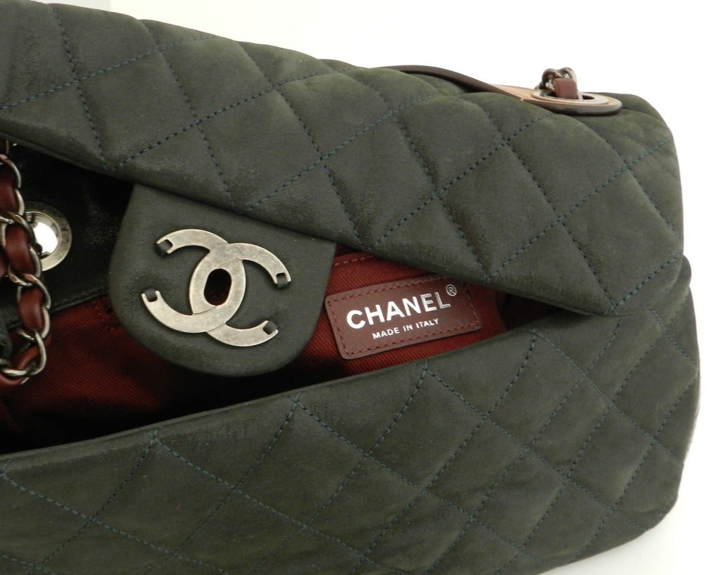 Chanel Darkest Green Flap Bag Purse 4