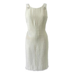 Chanel Ivory Tweed Wool Sleeveless Dress