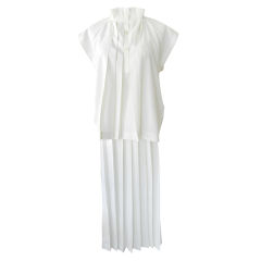 Issey Miyake Off-White Pleat 2pc Skirt Suit