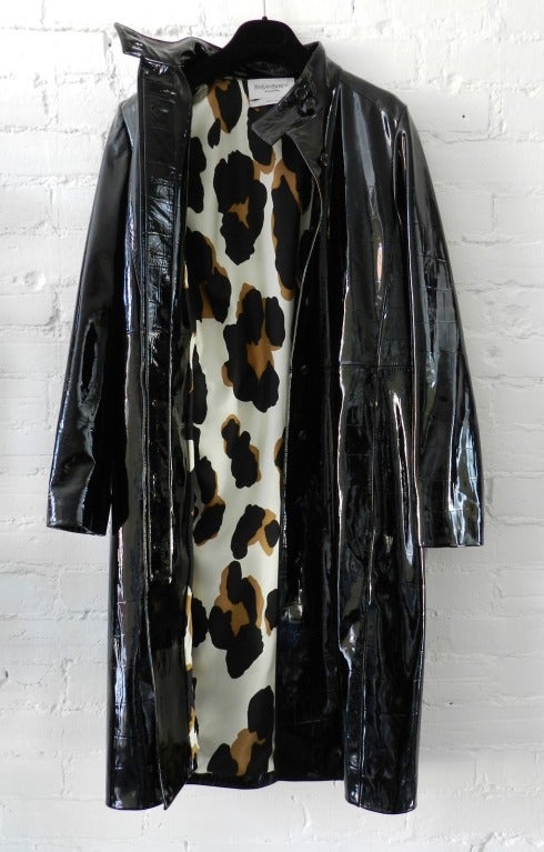 Yves Saint Laurent Patent Leather Coat In Excellent Condition In Toronto, ON