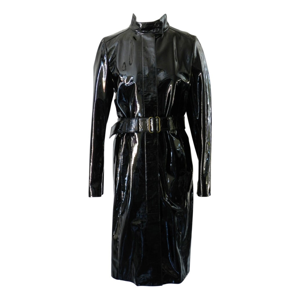 Yves Saint Laurent Patent Leather Coat at 1stDibs