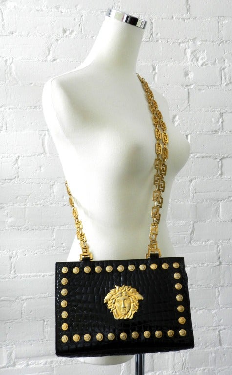 1990's Versace Medusa Chain Purse / Bag In Excellent Condition In Toronto, ON
