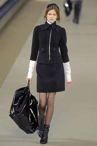Chanel 06A Black Wool & White Satin Runway Ensemble