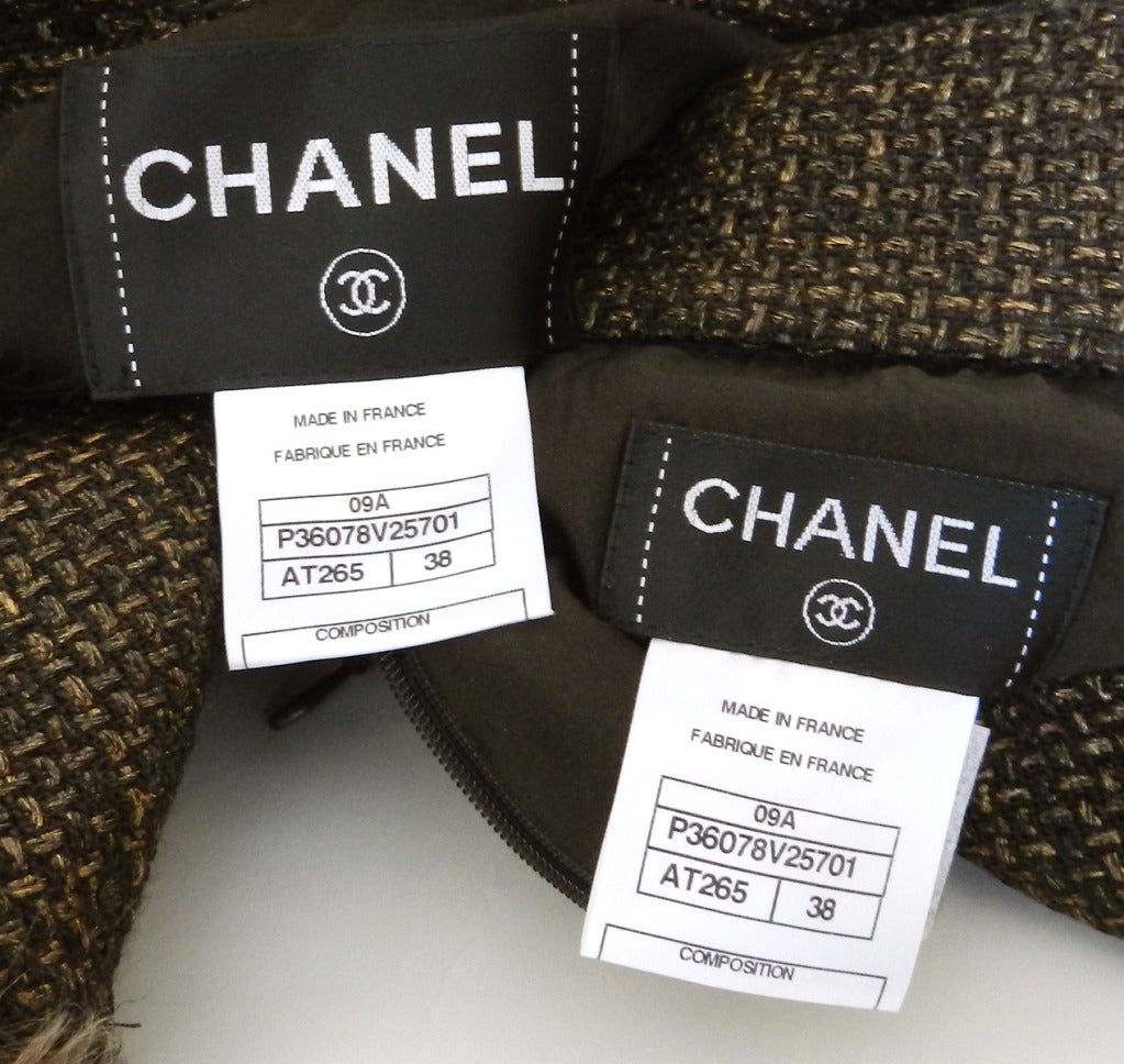 Chanel 09A Brown Suit with Curly Lamb Fur Trim 1