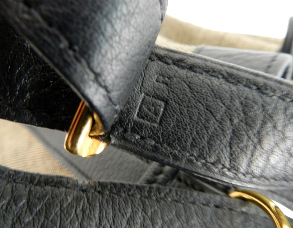 Hermes 1997 Black leather & Toile 'Market' Bucket Bag 1