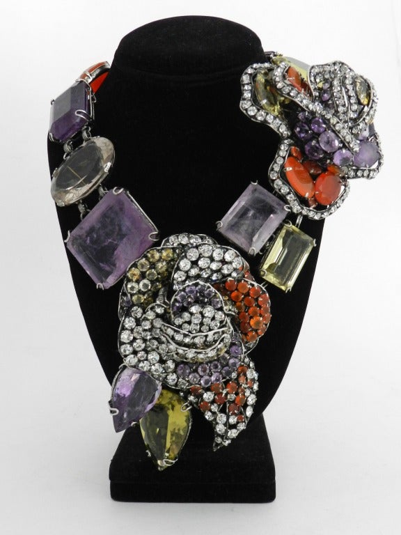 Iradj Moini Amethyst Carnelian Statement Necklace In Excellent Condition In Toronto, ON