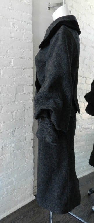 Louis Vuitton 2005 Runway Grey Wool Skirt Suit at 1stdibs