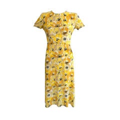 Prada 2000 Yellow Floral Silk Dress