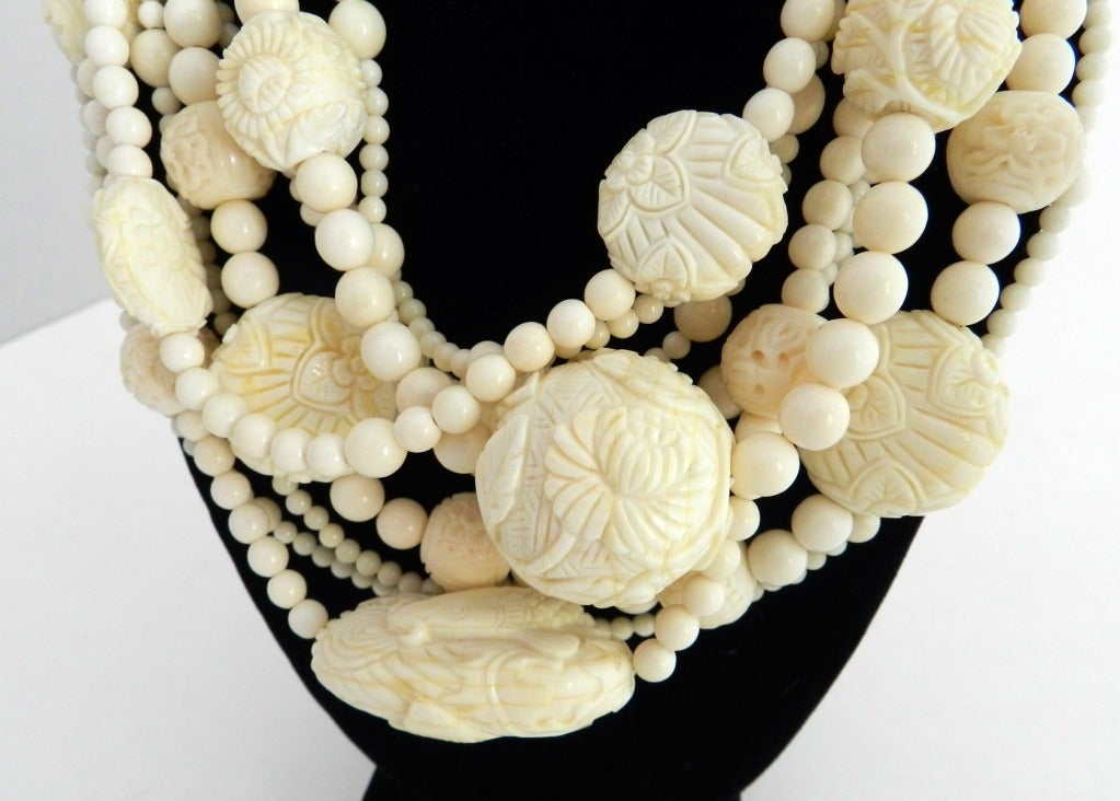 Women's Stephen Dweck Carved Bone Multistrand necklace