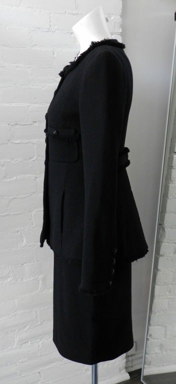 Chanel 08A Black and Red Silk Runway Dress Suit 1