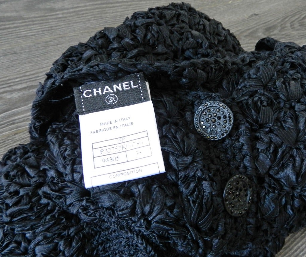 Chanel 08P Black Crochet Knit Dress with Lace 1
