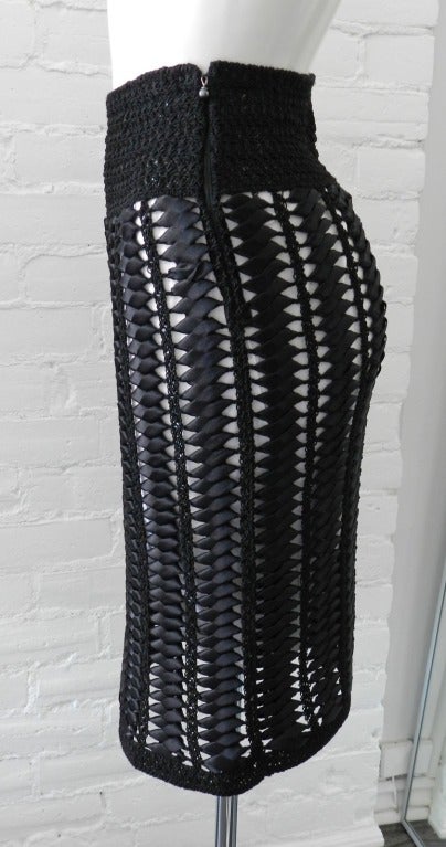 Chanel 09P Black Ribbon Runway Skirt In Excellent Condition In Toronto, ON