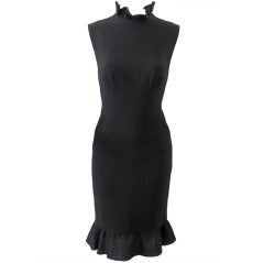 Chanel Haute Couture Numbered Black Wool Dress