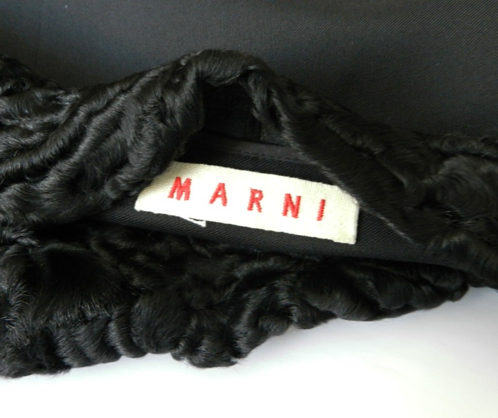 Marni Black Curly Lamb Fur Vest In Excellent Condition In Toronto, ON