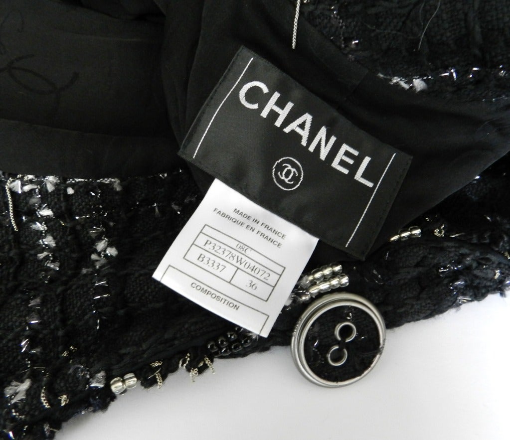 Chanel 08C Black Skirt Suit with Silver Chains & Beads 1