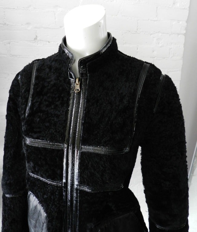Yves Saint Laurent Black Leather and Shearling Reversible Coat at 1stDibs