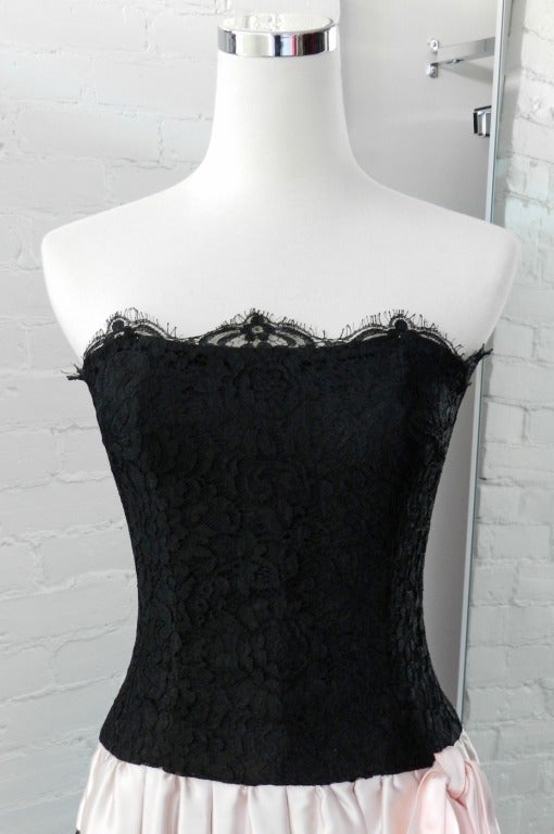 Women's Chanel Vintage Black Lace Strapless Dress