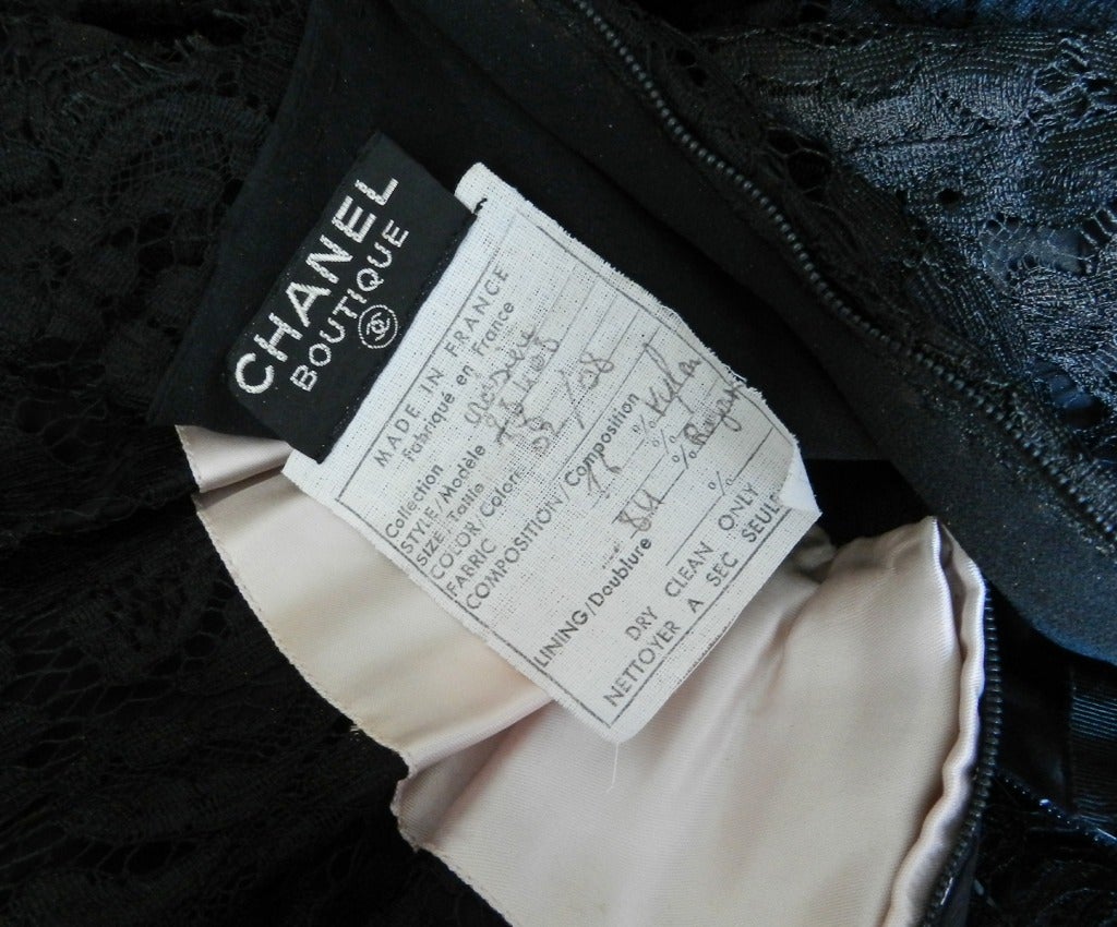 Chanel Vintage Black Lace Strapless Dress 2
