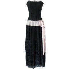 Chanel Vintage Black Lace Strapless Dress