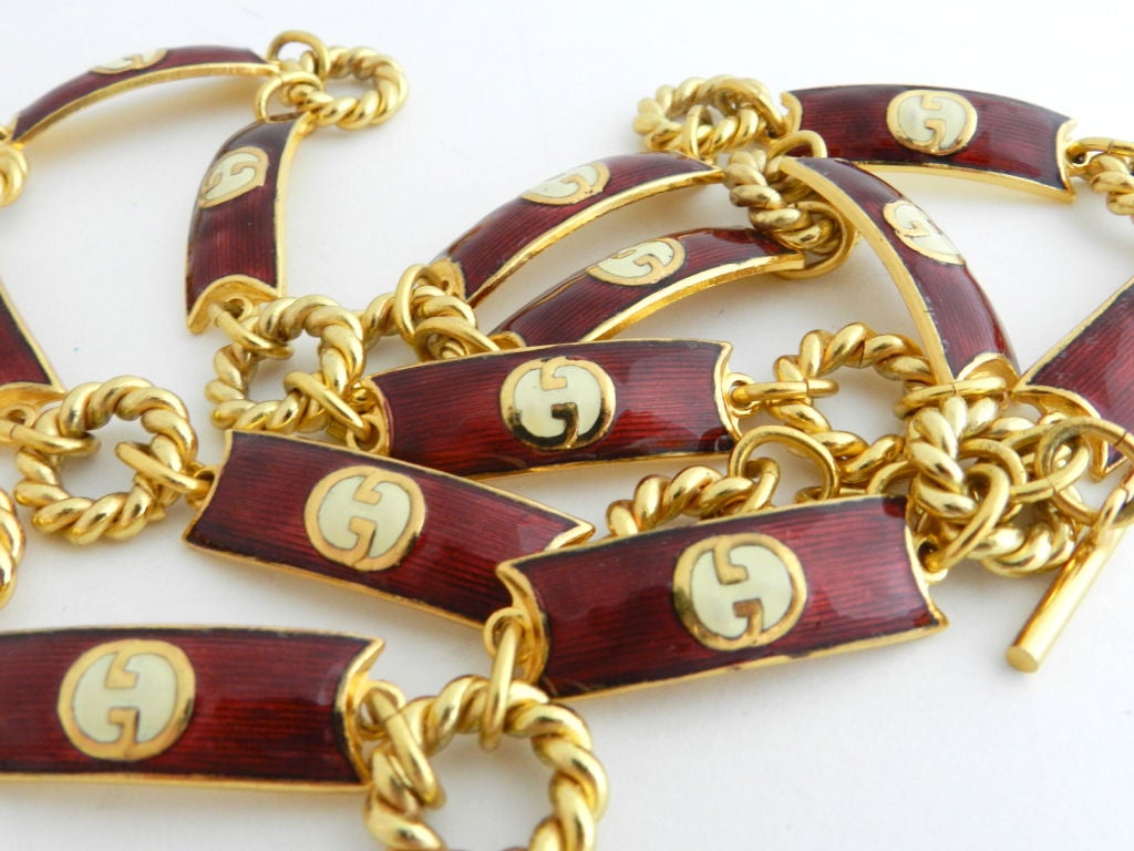 Women's Gucci Vintage Red Enamel Link Belt